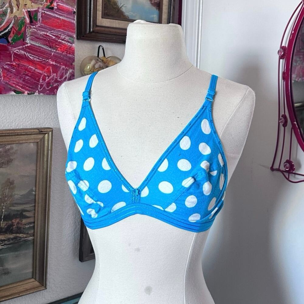 nagina blue white polka dot vintage bra